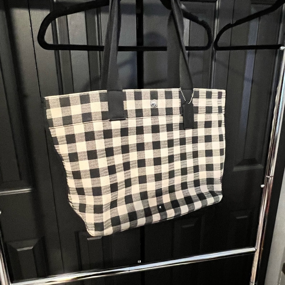 Coach Checkered Tote Bag - Black and White